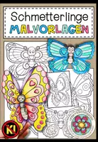 Vorschau - Mal- und Bastelvorlagen - Frühling – 10 Schmetterlinge zum Ausmalen | Malvorlagen 3.–4. Klasse - Deckblatt