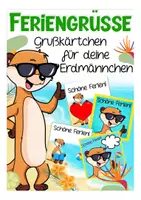 Vorschau - Mal- und Bastelvorlagen - Feriengrüße Erdmännchenklasse kostenlos - Deckblatt
