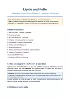 Vorschau - Unterrichtsreihen - Lipide und Fette Aufbau, Eigenschaften & Reaktionen - Deckblatt