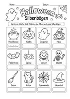 Vorschau - Arbeitsblätter - FREEBIE - Halloween Silbenbögen – Silben klatschen & markieren | Klasse 1/2 - Deckblatt