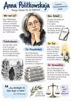 Vorschau - Arbeitsblätter - Lernplakat + Arbeitsblätter zum Thema "Anna Politkowskaja" + Lösung & MP3 + - Deckblatt