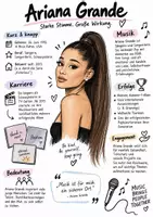 Vorschau - Arbeitsblätter - Lernplakat + Arbeitsblätter zum Thema "Ariana Grande" + Lösung & MP3 + Infografik - Deckblatt
