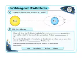Vorschau - Arbeitsblätter - Mondfinsternis - Arbeitsblatt mit Lösung - Seite 1