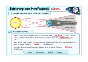 Vorschau - Arbeitsblätter - Mondfinsternis - Arbeitsblatt mit Lösung - Deckblatt