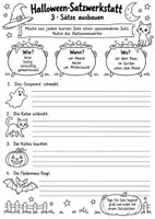 Vorschau - Arbeitsblätter - Gruselig gute Sätze – Halloween-Schreibtraining - Seite 1