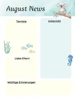 Vorschau - Text - Monatliche Elterninfo: editierbare Vorlage - Deckblatt