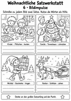 Vorschau - Arbeitsblätter - Sätze schreiben im Weihnachten – Deutschmaterial - Seite 1