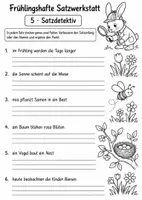 Vorschau - Arbeitsblätter - Sätze schreiben im Frühling – Deutschmaterial - Seite 1