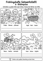 Vorschau - Arbeitsblätter - Sätze schreiben im Frühling – Deutschmaterial - Seite 2