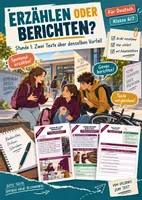 Vorschau - Arbeitsblätter - Bericht und Erzählung unterscheiden: Zweck und Adressat | Unterrichtsstunde mit Materialtext, Arbeitsblättern und Lösungen | Deutsch Klasse 6/7 - Deckblatt