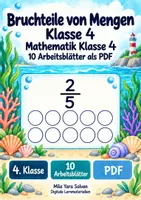Vorschau - Arbeitsblätter - Bruchteile von Mengen Klasse 4 | Mathematik Klasse 4 | 10 Arbeitsblätter als PDF - Deckblatt