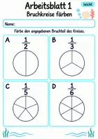 Vorschau - Arbeitsblätter - Bruchkreise Klasse 4 | Mathematik Klasse 4 | 10 Arbeitsblätter als PDF - Seite 1
