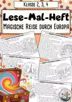 Vorschau - Arbeitsblätter - Lese- Mal- Heft: Magische Reise durch Europa im Herbst. Lesen und Malen. Klasse 2, 3, 4. Leseförderung - Deckblatt