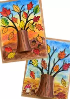 Vorschau - Mal- und Bastelvorlagen - Herbst Kunst Grundschule – Mein Herbstbaum mit Wasserfarben in 3D | Kunstunterricht Klasse 2–4 - Seite 3
