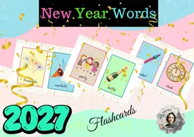 Vorschau - Spiele - New Year Words: 8 Bildkarten Englisch - Deckblatt