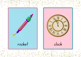 Vorschau - Spiele - New Year Words: 8 Bildkarten Englisch - Seite 1