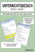 Vorschau - Stundenentwürfe - Unterrichtsbesuch Deutsch Klasse 1 – Für Hund und Katz ist auch noch Platz - Deckblatt
