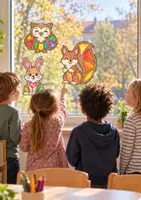 Vorschau - Mal- und Bastelvorlagen - Herbst Fensterbild Eule kostenlos | Bastelvorlage mit Transparentpapier für Sonnenfänger & Suncatcher | Basteln Herbst Grundschule - Seite 1