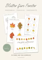 Vorschau - Mal- und Bastelvorlagen - Blätter Fensterbild und Türschild / 24 Baumarten zum Ausschneiden / Fensterkette Herbstdeko Klassenzimmer Grundschule - Deckblatt