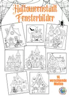 Vorschau - Arbeitsblätter - Halloween Stadt Fensterbilder - Deckblatt
