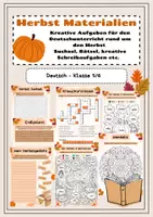 Vorschau - Stundenentwürfe - Herbst Deutsch - abwechslungsreiche Materialien Suchsel, Rätsel, Ausmalbilder etc. Klasse 5/6 Wortarten, Gedichte, Rechtschreibung - Deckblatt