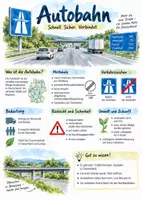 Vorschau - Arbeitsblätter - Lernplakat + Arbeitsblätter zum Thema "Autobahn" + Lösung & MP3 + Mindmap + Infografik - Deckblatt