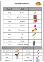 Vorschau - Arbeitsblätter - Nudeln mit Tomatensoße und Jagdwurst – Differenziertes Rezept in Bild und Text - Seite 1