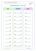 Vorschau - Arbeitsblätter - Zahlen - Ü1 Zahlennachbarn Zahlen 21 bis 30 - Deckblatt