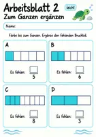 Vorschau - Arbeitsblätter - Brüche ergänzen Klasse 4 | Mathematik Klasse 4 | 10 Arbeitsblätter als PDF - Seite 2