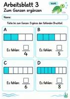 Vorschau - Arbeitsblätter - Brüche ergänzen Klasse 4 | Mathematik Klasse 4 | 10 Arbeitsblätter als PDF - Seite 3