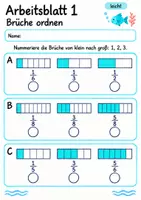 Vorschau - Arbeitsblätter - Brüche ordnen Klasse 4 | Mathematik Klasse 4 | 10 Arbeitsblätter als PDF - Seite 1
