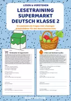 Vorschau - Stundenentwürfe - Leseverständnis Supermarkt – Klasse 2 | 10 Lesetexte mit Fragen & Lösungen - Deckblatt