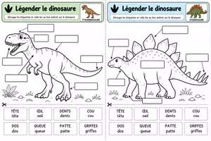Aperçu - Feuilles d'exercices - Légender un dinosaure - Page de couverture