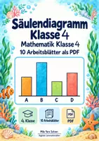 Vorschau - Arbeitsblätter - Säulendiagramm Klasse 4 | Mathematik Klasse 4 | 10 Arbeitsblätter als PDF - Deckblatt