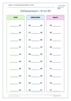 Vorschau - Arbeitsblätter - Zahlen - Ü1 Zahlennachbarn Zahlen 41 bis 50 - Deckblatt