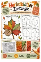 Vorschau - Mal- und Bastelvorlagen - Herbstblätter Zentangle 🍂 | Kunstunterricht Klasse 2–6 - Deckblatt