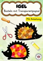 Vorschau - Mal- und Bastelvorlagen - Igel Herbst Fensterbild Basteln mit Transparentpapier - Deckblatt