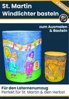 Vorschau - Mal- und Bastelvorlagen - St. Martin Windlichter & Ausmalbilder Laternenfest – 4 Motive Basteln & Malen - Deckblatt