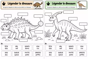 Aperçu - Feuilles d'exercices - Légender un dinosaure - Page 2