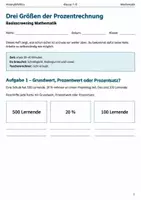 Vorschau - Arbeitsblätter - Prozentrechnung Basisscreening Klasse 7–8 - Deckblatt