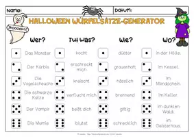 Vorschau - Arbeitsblätter - Halloween | Gruselige Würfelsätze schreiben - Seite 3