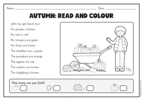 Vorschau - Arbeitsblätter - Autumn – Englisch Herbst: Read and Colour, Schreiben & Sprechen | differenziert Kl. 3-5 - Seite 1