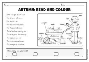 Vorschau - Arbeitsblätter - Autumn – Englisch Herbst: Read and Colour, Schreiben & Sprechen | differenziert Kl. 3-5 - Seite 2