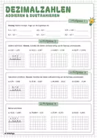 Vorschau - Arbeitsblätter - Dezimalzahlen Addieren und Subtrahieren - Deckblatt