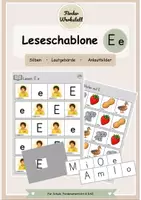 Vorschau - Arbeitsblätter - Leseschablone E/e – Lesen mit Lautgebärde und Anlautbildern - Deckblatt