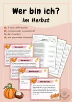 Vorschau - Stundenentwürfe - Wer bin ich? Im Herbst | 24 differenzierte Leserätsel mit Arbeitsblättern - Deckblatt
