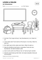 Vorschau - Arbeitsblätter - Gratis: Lesen & Malen Klasse 1/2 – Schulzimmer - Seite 3