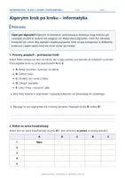 zapowiedź - Algorytm krok po kroku – karta pracy z informatyki (klasa 5) - strona 1