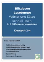 Vorschau - Stationenlernen - Blitzlesen Lesetempo 3 Differenzierungsstufen klasse 2-4 - Seite 1
