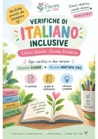 anteprima - Esercizi - Verifiche di italiano inclusive – Classe Quinta (versione classe + adattata DSA, con soluzioni) - Pagina di copertina